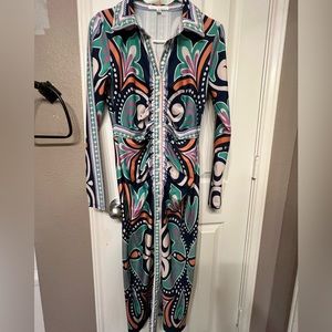Her.. Bottari size small collared button up colorful maxi dress, size small